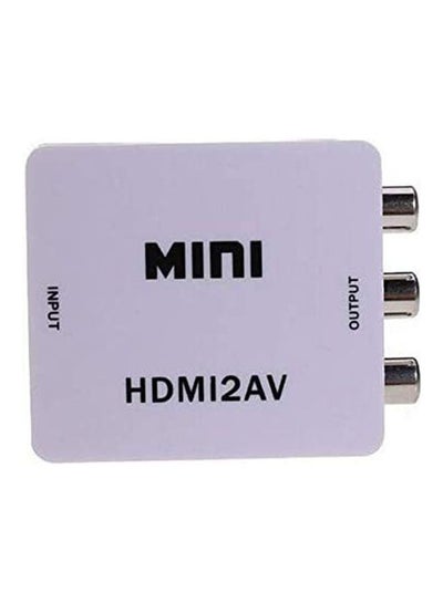 اشتري صندوق محول فيديو HDMI2AV صغير يدعم مخارج NTSC وPAL للـHD من HDMI إلى AV/CVBS L/R أبيض في مصر