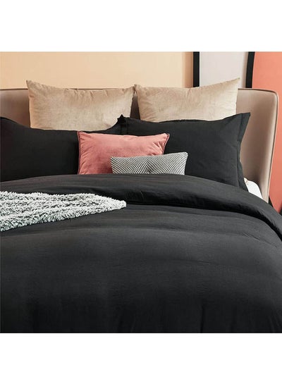 اشتري 3Pieces Egyptian Cotton Duvet Cover Set قطن Black 240X260سم في مصر