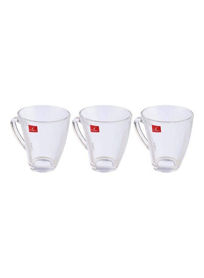 Buy Glass Tea Mug Set - 3 Pieces Clear 10x11cm in Egypt