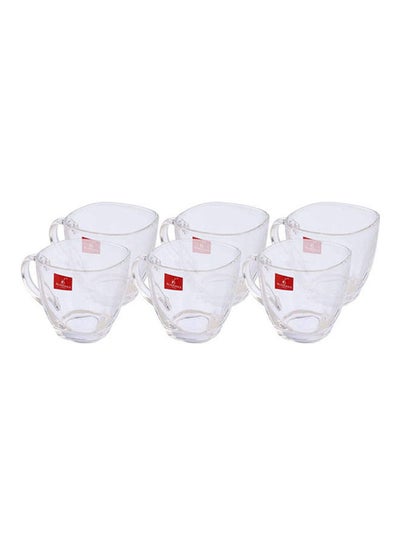 Buy Glass Square-Shaped Coffee Mug Set 6 Pieces Clear 7.5x7.5cm in Egypt