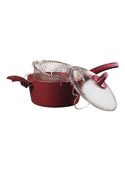 Buy 3 Pieces Roasting Pan With Pyrex Lid And Roasting Net Red in Egypt