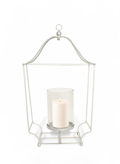 Buy Ideal Design Ramadan Handmade Candle Lantern Unique Luxury Quality Scents For The Perfect Stylish Home Silver 14.83X13.83X40cm in Saudi Arabia