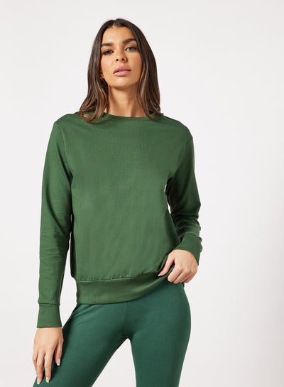Buy Basic Sweatshirt Dark Green in Saudi Arabia