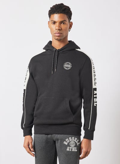 Buy Contrast Sleeve Panel Hoodie Black in Saudi Arabia