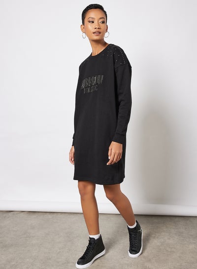 Logo Embellished Sweatshirt Dress 
