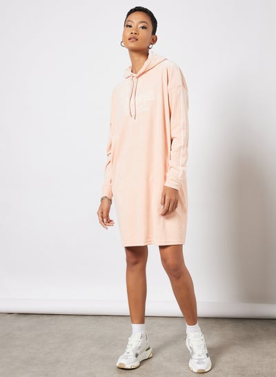 Buy Logo Hooded Dress Pink in UAE