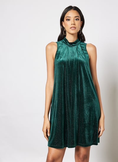 Buy Petra High Neck Sleeveless Dress Green in UAE