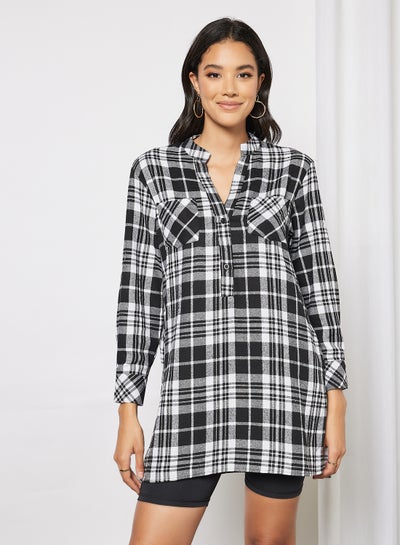 Buy Plaid Print Shirt Black/White in Saudi Arabia