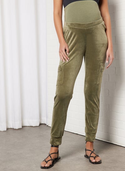 Buy Velvet Maternity Lounge Joggers Green in UAE