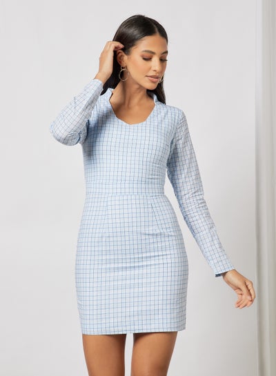 Buy Check Bodycorn Dress Blue in UAE