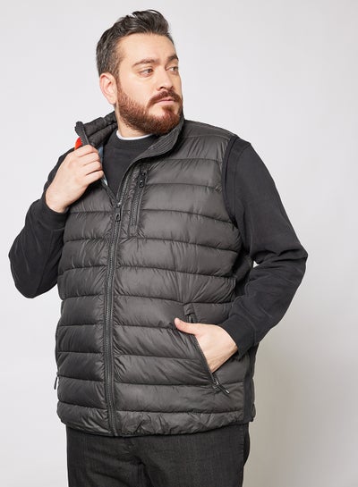 Buy Plus Size Quilted Sleeveless Gilet Black in UAE