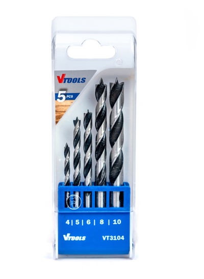 Buy 5-Piece Drill Bit Set For Wood Silver 4/5/6/8/10mm in UAE