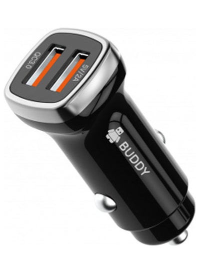 Buy Car Charger Dual Port Qc3.0 Fast, 28W Max Black in Egypt