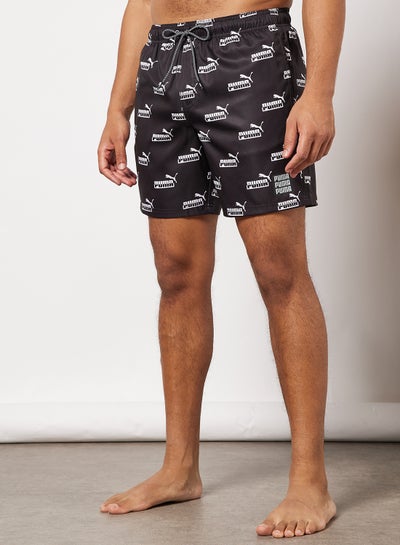 Buy Swim No. 1 Logo All-Over-Print Mid Shorts Black in Saudi Arabia