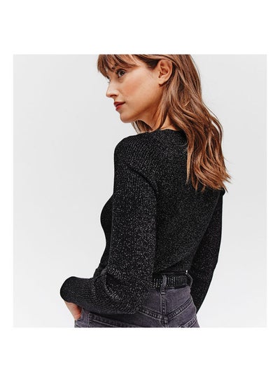 Buy Glitzy Rib Knit Jumper Black in Egypt