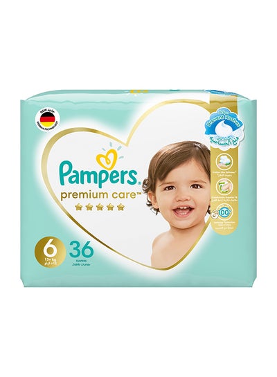 Buy Premium Care Taped Baby Diapers, Size 6, 13+kg, Softest Absorption for Ultimate Skin Protection, 36 Count in UAE