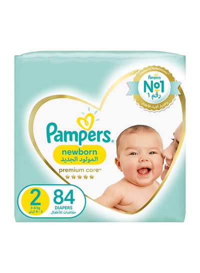 Buy Premium Care Newborn Taped Diapers, Size 2, 3-8kg, Softest Absorption for Ultimate Skin Protection, 84 Count in UAE