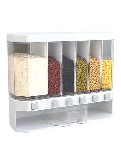 اشتري Multi Compartment Wall Mounted Dry Food Dispenser Clear/White 23.5x39x16.6cm في مصر
