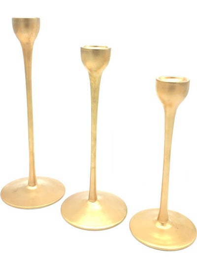 Buy 3-Piece Candle Holder Set Gold 33x30x25cm in Saudi Arabia