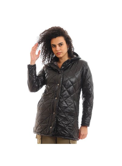 Buy Casual Plain Basic High Neck Long Sleeve  jackets Black in Egypt