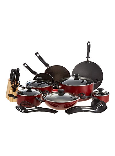 Buy 25-Piece Non Stick Cookware Set Red/Black in UAE