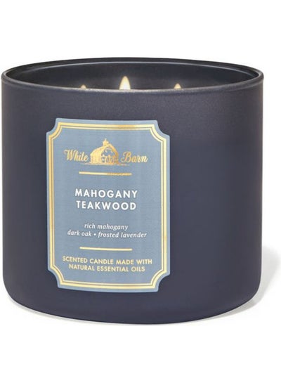 Buy Mahogany Teakwood 3-Wick Candle Black 411grams in Saudi Arabia