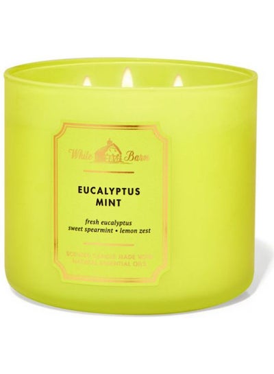 Buy Eucalyptus Mint 3-Wick Candle Yellow 411grams in Saudi Arabia