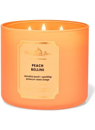 Buy Peach Bellini 3-Wick Candle Yellow 411grams in Saudi Arabia