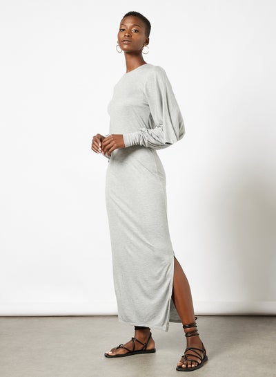 اشتري Blubela Bishop Sleeve Jersey Dress Grey في الامارات