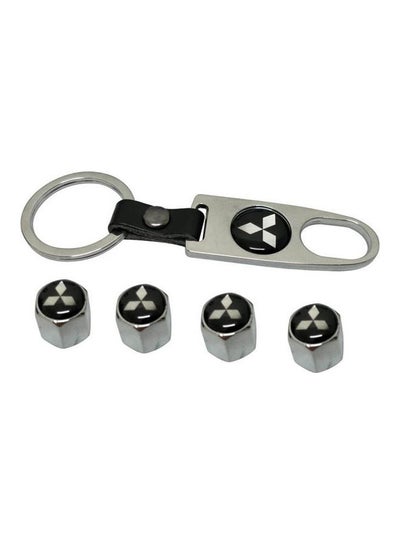 اشتري Set Silver Tire Stem Valve Caps And Keychain Tire في الامارات