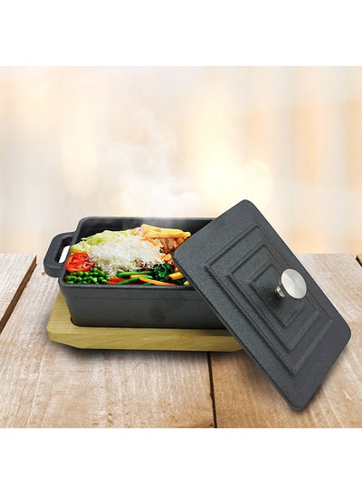 Buy Rectangular Casserole With Tray Grey 12.5centimeter in UAE