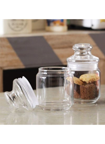 Buy 2-Piece Glass Pop Jar with Lid Clear 500ml in UAE