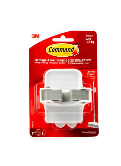 Buy Command 17007-ES Broom Gripper Holds 1.8 Kg Each Hook Set 1xHook And 2xStrips/Pack White/Gray in Saudi Arabia