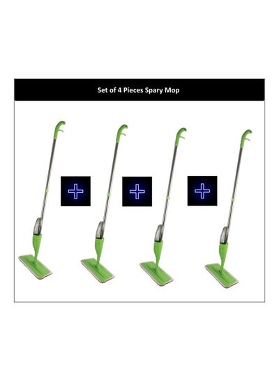 Buy Set Of 4 Microfiber Cleaning Mop With Water Spray Green in Saudi Arabia