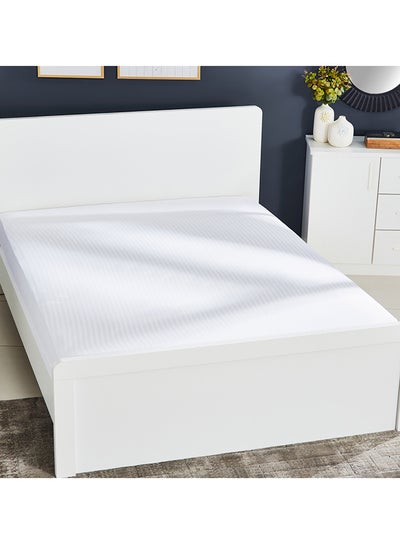 Buy Hamilton Striped King Fitted Sheet cotton White 180x210+33cm in UAE