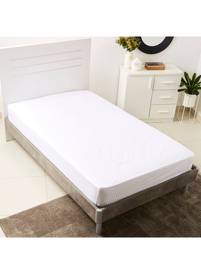 Buy Hamilton Striped Twin Fitted Sheet Cotton White 120x200+33cm in UAE