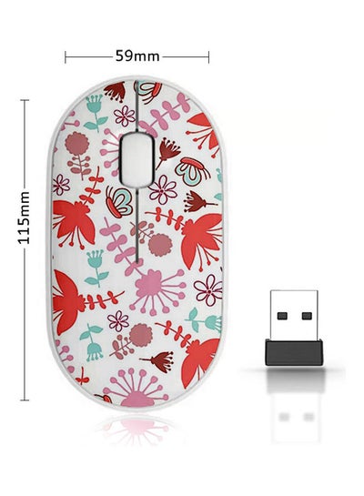 اشتري Wireless Mouse - Hand Drawn Flowers Multicolour في السعودية