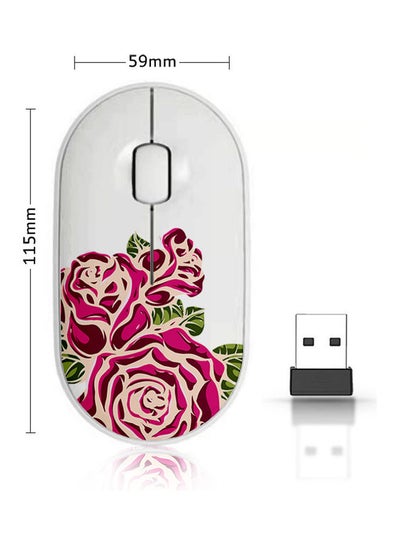 Buy Wireless Mouse - Watercolour Ink Flower Red/Green/White in Saudi Arabia