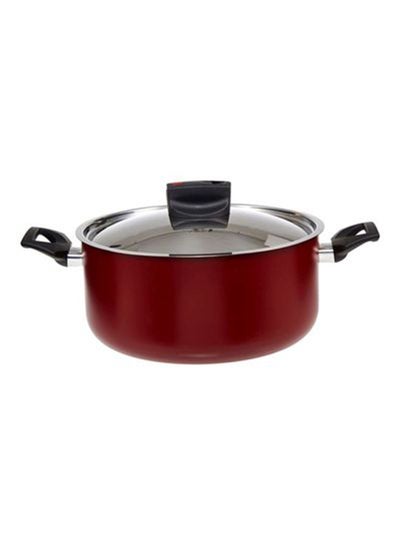 Buy Safecook Non-stick Cov Stockpot Red/Clear/Black 28cm in UAE