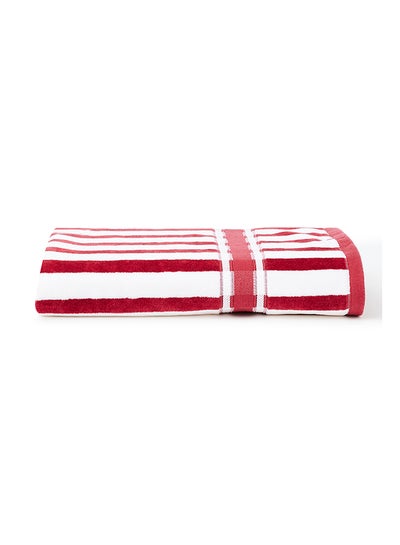 Buy 100% Cotton Yarn Dyed Stripe Luxury 500 Gsm His And Her Super Cool Bath Sheet Red/White 80x160cm in UAE