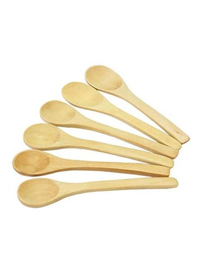 Buy Small Wooden Cooking Spoons Set - 6 Pieces beige 12x2cm in Egypt