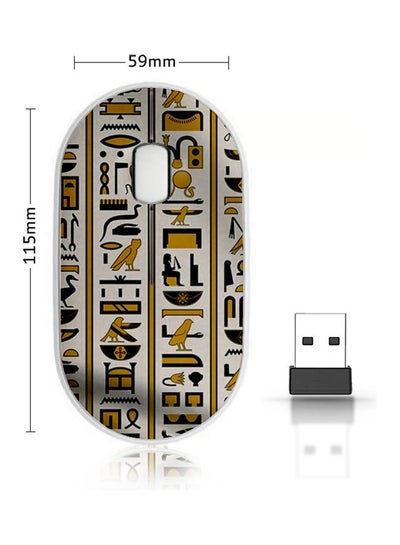 Buy Wireless Mouse - Egyptian Hieroglyphs Gold/Black/Grey in Saudi Arabia