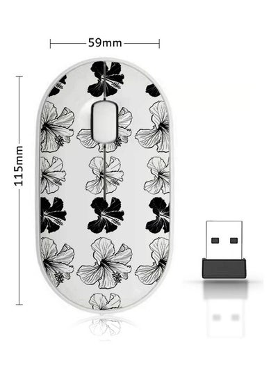 اشتري Wireless Mouse - Hand Drawn Flowers White/Black في السعودية