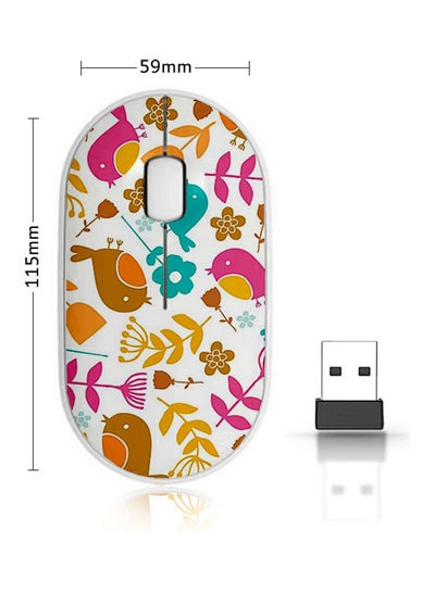 Buy Flower And Bird Seamless Pattern Wireless Mouse Multicolour in Saudi Arabia