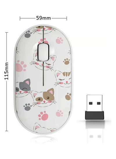 Buy Wireless Mouse - Cute Cats Faces Multicolour in Saudi Arabia