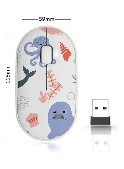 Buy Cute Sea Fishs Pattern Wireless Mouse Multicolour in Saudi Arabia