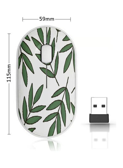 Buy Draw Tree Pattern Wireless Mouse Green/White in Saudi Arabia