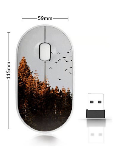 اشتري Forest Pattern Wireless Mouse Brown/White/Black في السعودية