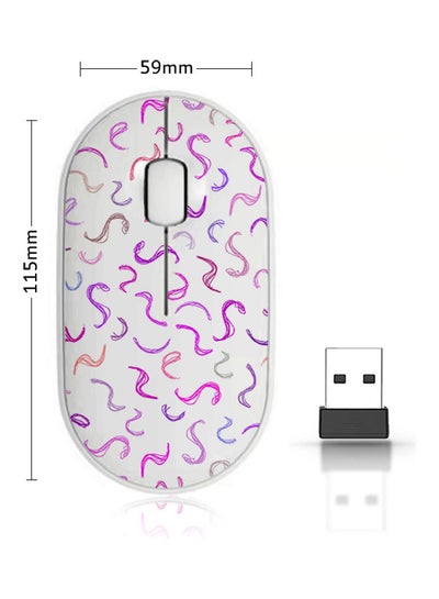 اشتري Purble Warms Pattern Wireless Mouse Purple/Brown/White في السعودية