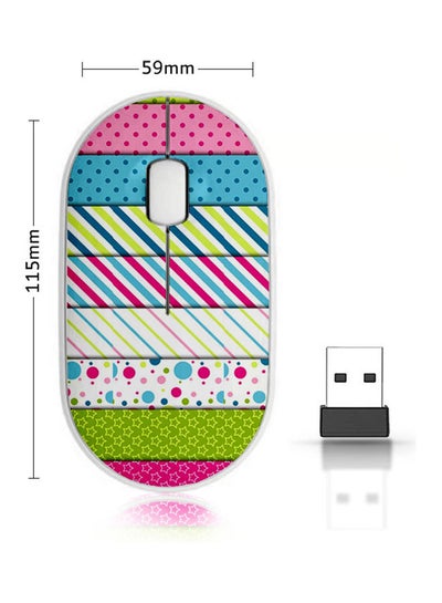 اشتري Star Circles Dots Pattern Wireless Mouse Green/Pink/Blue في السعودية